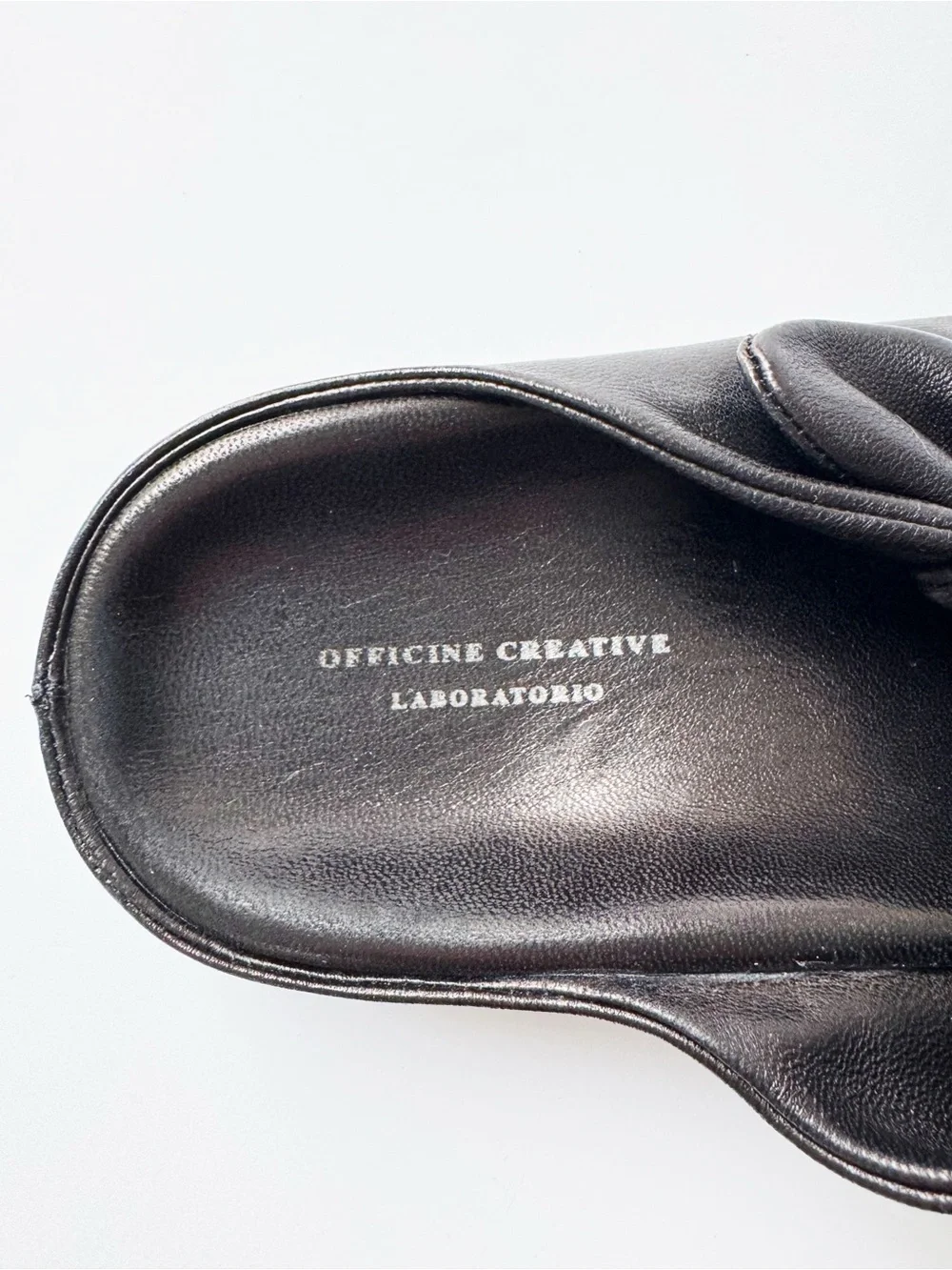 Officine Creative Pelagie Knotted Leather Slides in Black | 37